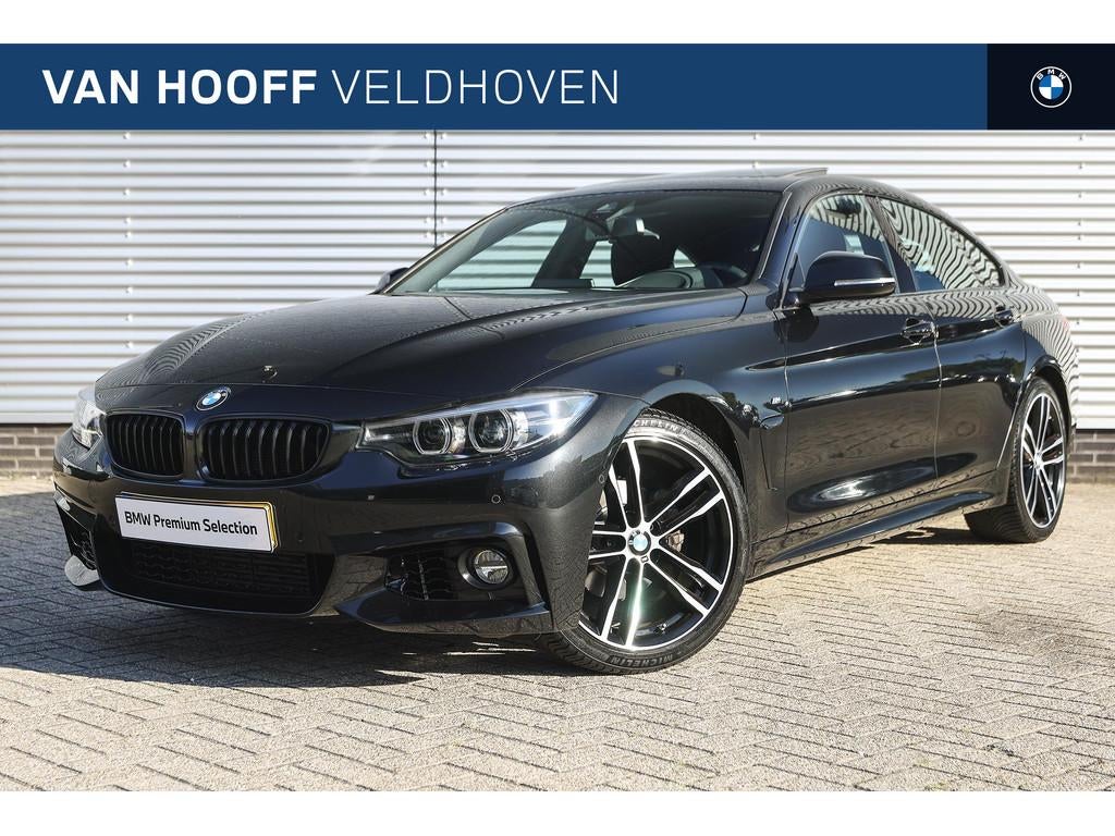 BMW 4 Serie Gran Coupé 418i High Executive M Sport Automaat, Gebruikt, Met garantie (alle), Alcantara, Zwart
