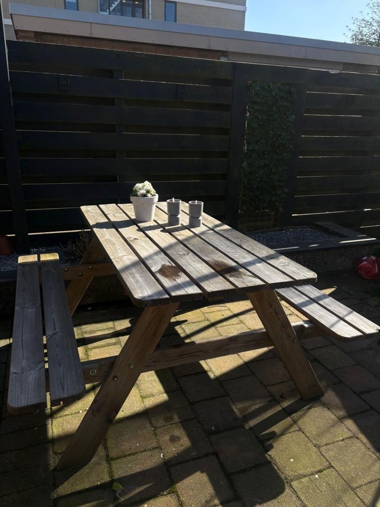 Picknicktafel, Ophalen, Gebruikt, Rechthoekig, Hout