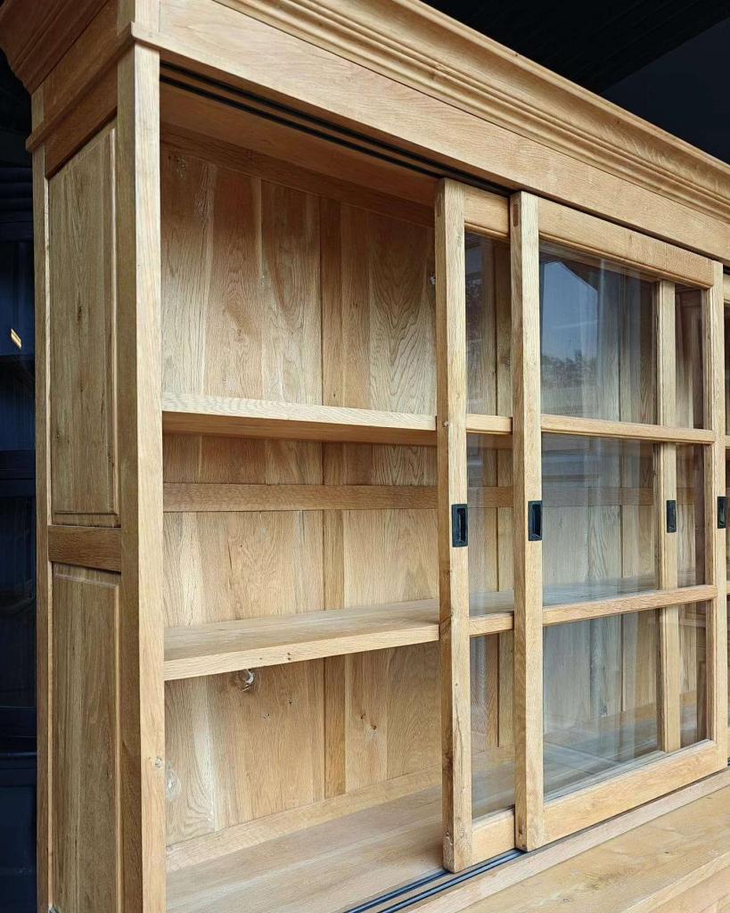 Grote eikenhouten winkelkast | Buffetkast schuifdeuren #2662, Niet ingevuld, 200 cm of meer, Niet ingevuld, Ophalen of Verzenden