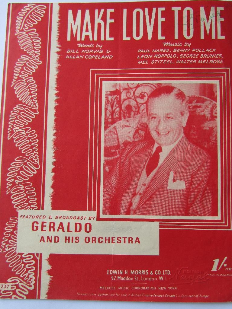 MAKE LOVE TO ME ! **Oude Bladmuziek uit 1953**, Ophalen of Verzenden, Gebruikt, Artiest of Componist, Overige genres