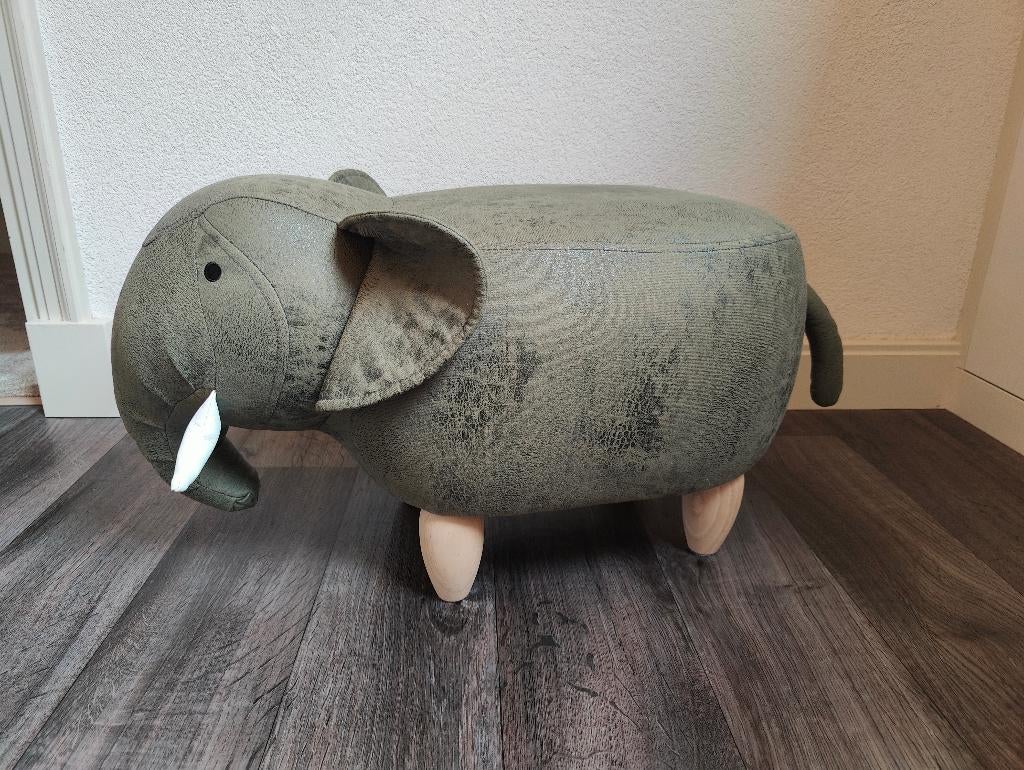 Olifanten kruk - groen suède/skai, Ophalen, Zo goed als nieuw, Overige typen