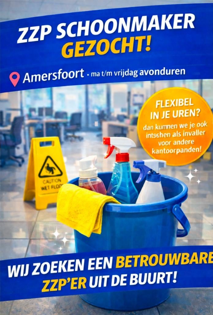 Zzp-er gevraagd Amersfoort, avonduren, Tot en met 24 uur, Overige niveaus, Starter, Vast contract