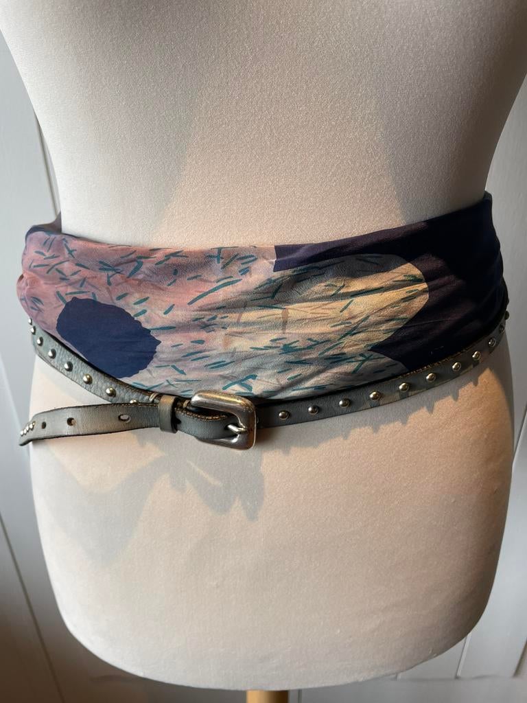 Centuur van stof en leer, 80 tot 90 cm, 5 cm of meer, Zwart, Ophalen of Verzenden