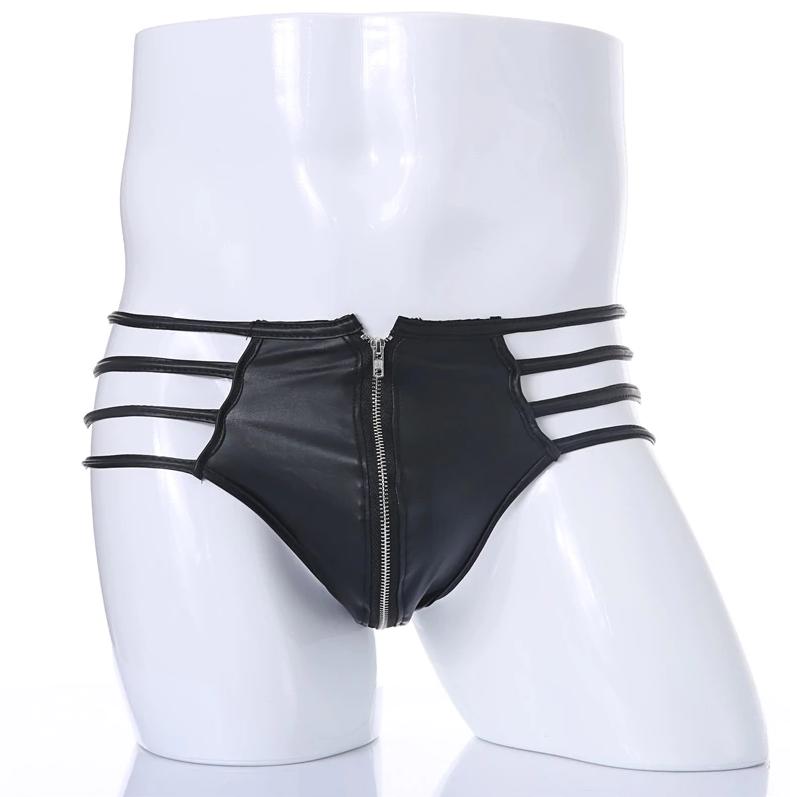Heren zwarte kunst leren string met rits g-string jockstrap, Kleding | Heren, Ondergoed, Verzenden, Zwart, Slip