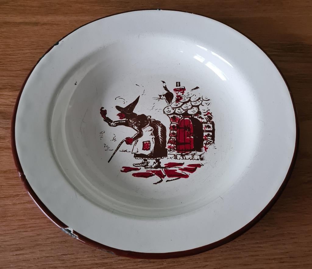 Emaille bord heks, Ophalen of Verzenden