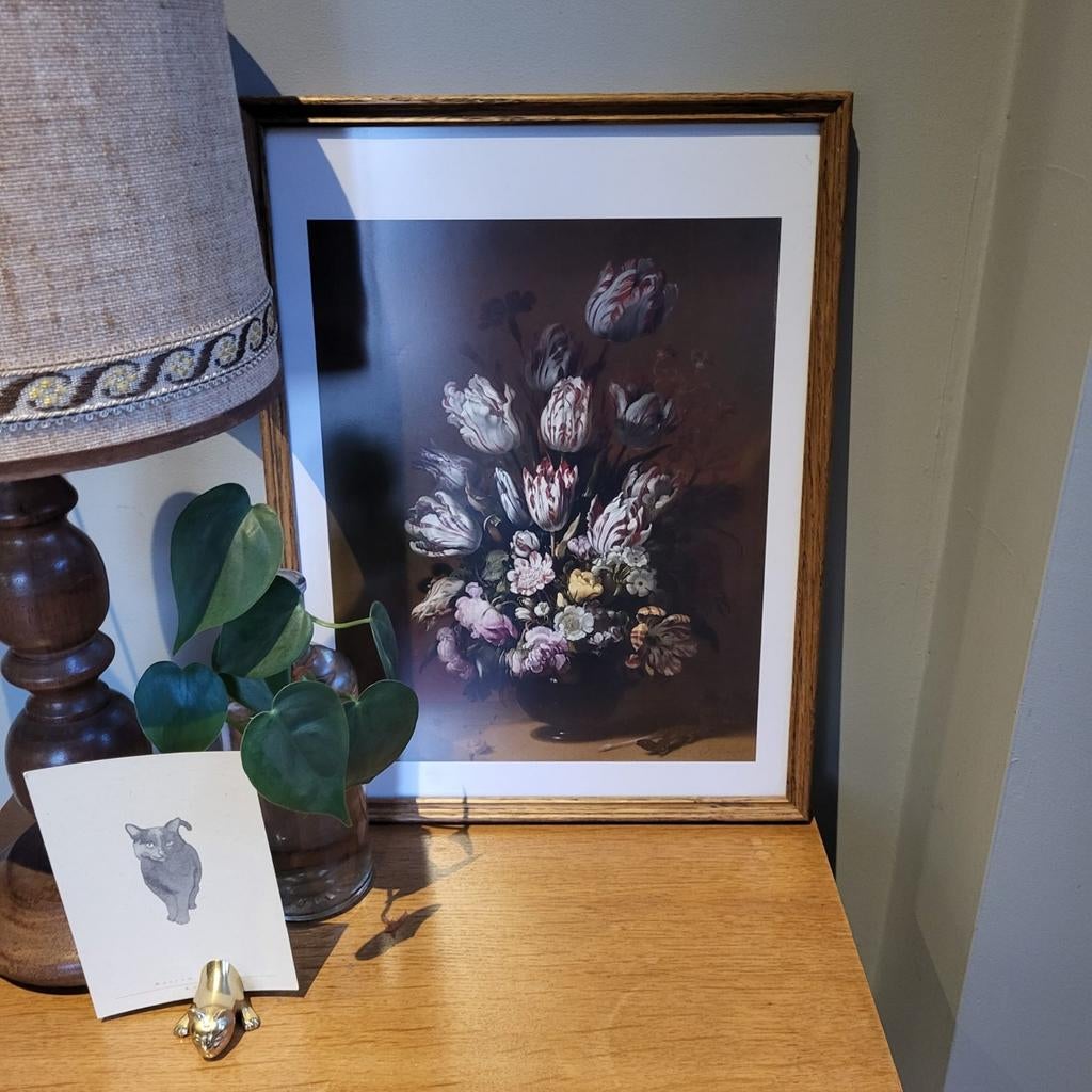 Houten lijst 32x42 met poster Rijksmuseum, stilleven., Minder dan 50 cm, Gebruikt, Ophalen of Verzenden, Minder dan 50 cm