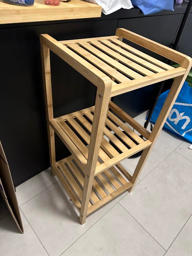 Handige bamboe kast met 3 planken, Ophalen, Gebruikt