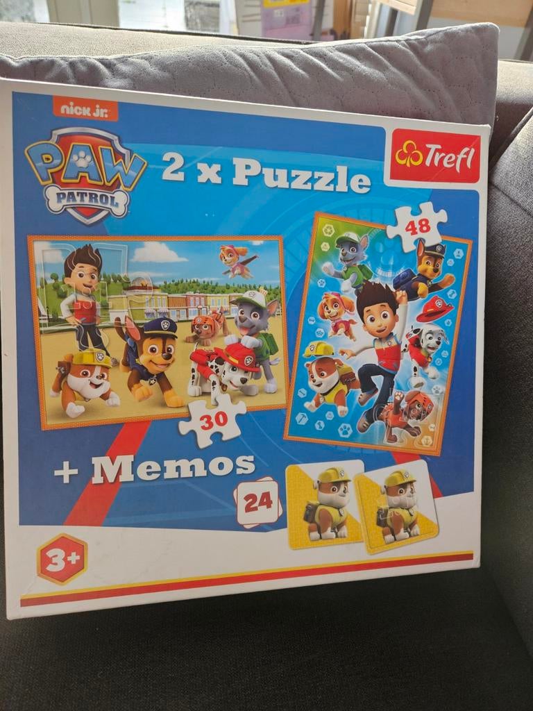 Paw Patrol & Brandweerman Sam Puzzels + Memo, Ophalen of Verzenden, 10 tot 50 stukjes, Gebruikt, 2 tot 4 jaar
