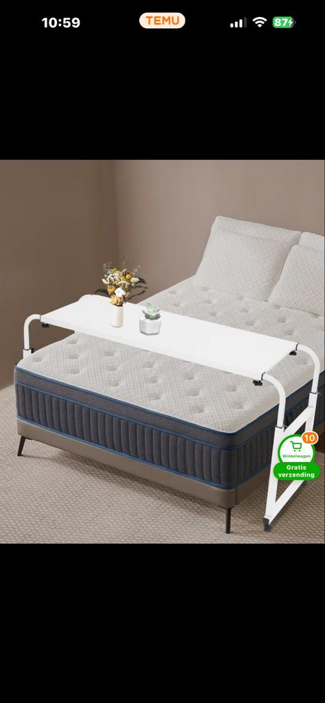 Bedtafel wit, Huis en Inrichting, Ophalen, Gebruikt, Minder dan 50 cm, Metaal