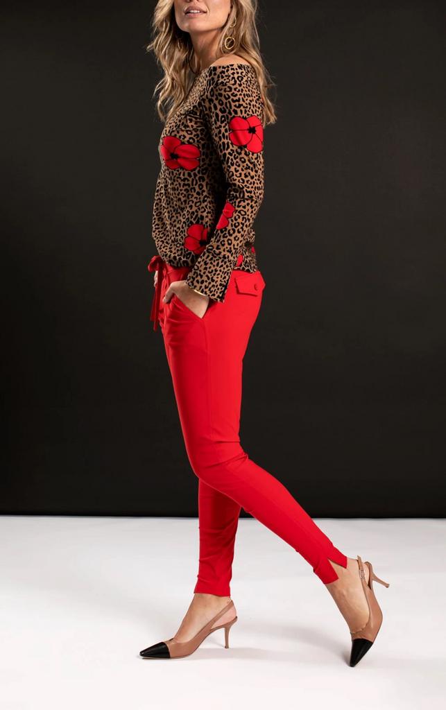 Studio anneloes downstairs broek M rood travelstof, Kleding | Dames, Broeken en Pantalons, Maat 38/40 (M), Ophalen of Verzenden