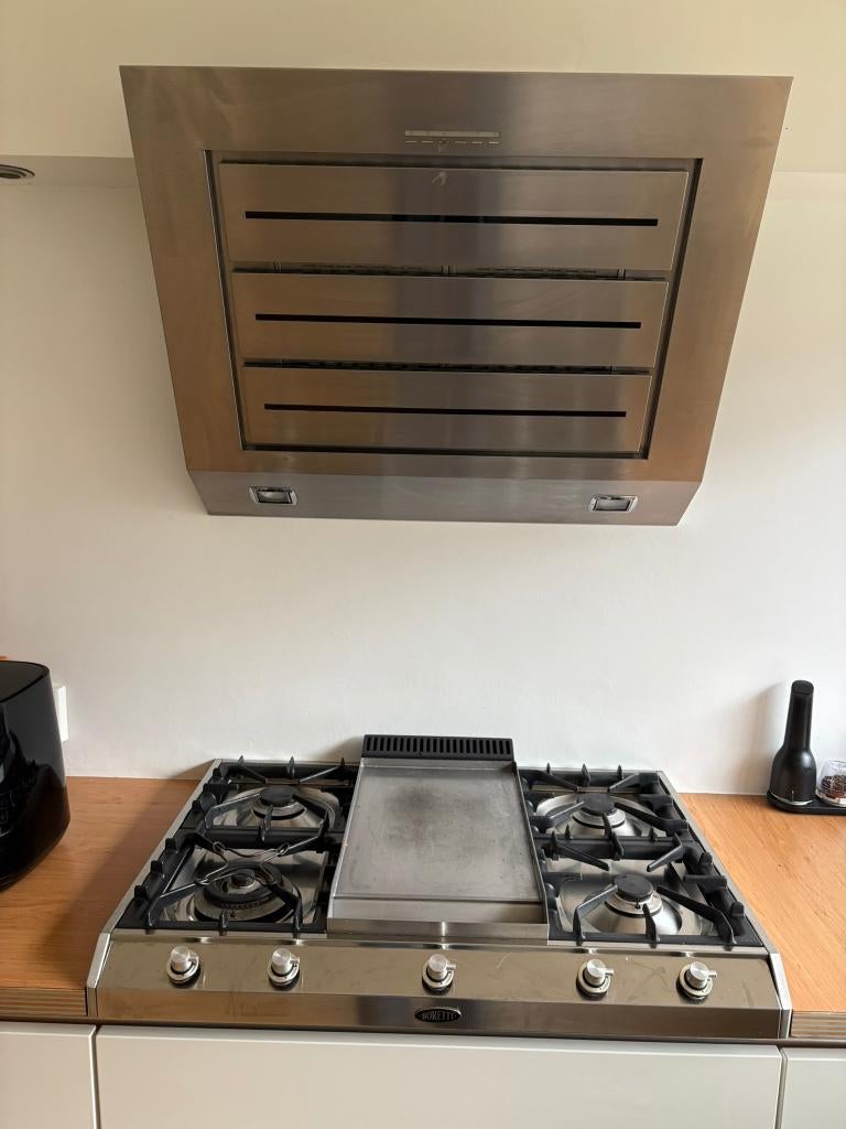 Boretti inbouw gaskookplaat en afzuigkap, Witgoed en Apparatuur, Fornuizen, Ophalen, Gebruikt, Minder dan 85 cm, 60 cm of meer