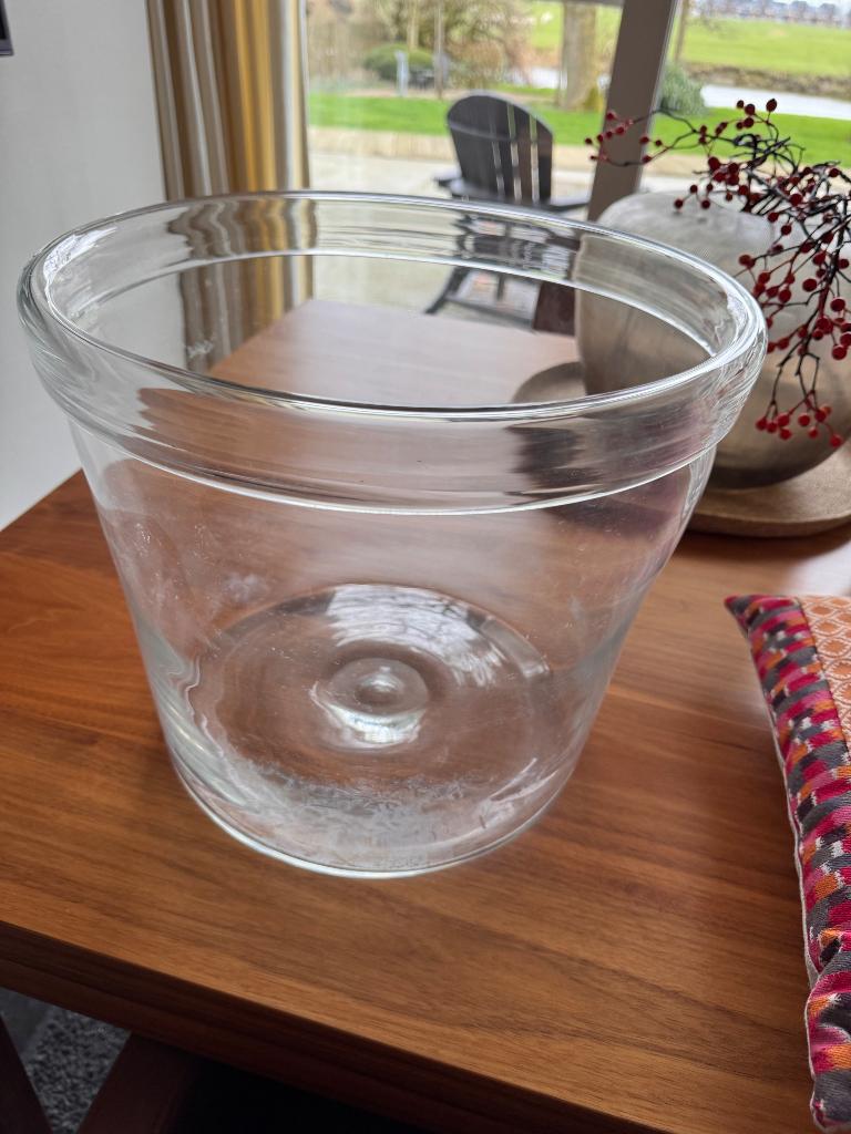 Glazen pot/vaas Dutz, Tuin en Terras, Bloempotten, Overige materialen, Gebruikt, Rond, Minder dan 40 cm