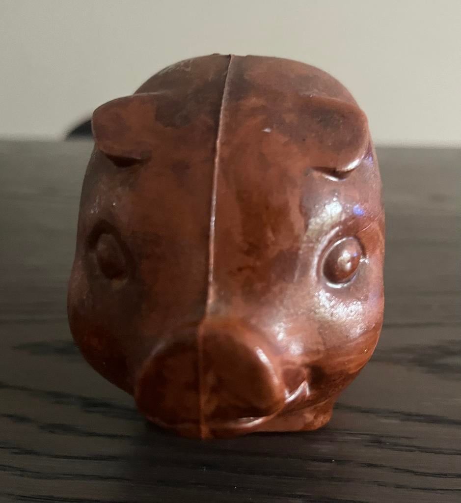 Charmant vintage spaarvarken van aardewerk., Ophalen of Verzenden, Zo goed als nieuw, Steen, Aardewerk of Keramiek, Dier