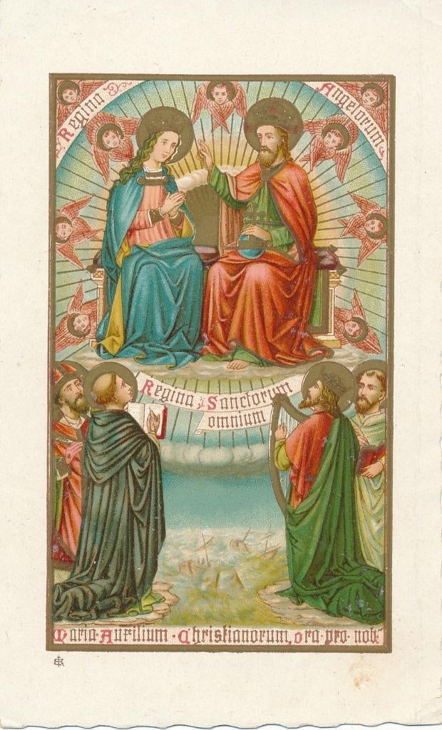 Mooi oud devotieprentje Maria word in de Hemel opgenomen, Ophalen of Verzenden, Zo goed als nieuw, Kaart of Prent, Christendom | Katholiek