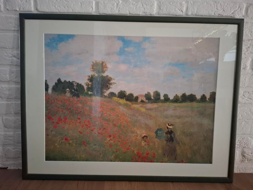 Grote fotolijst met poster Monet schilderij, Antiek en Kunst, Ophalen
