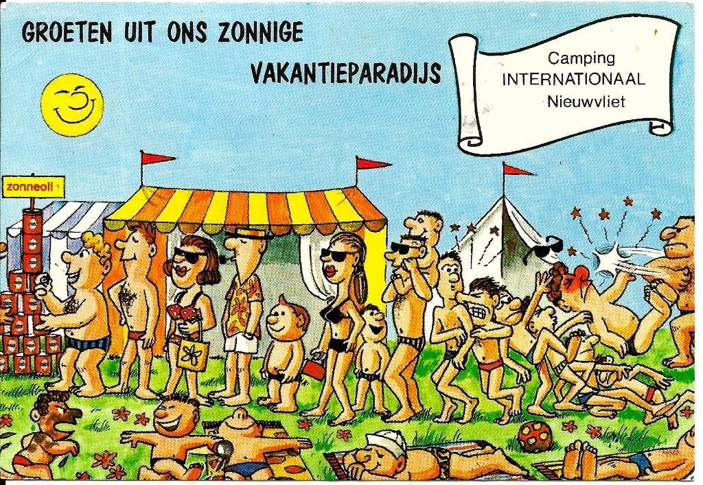 Ansichtkaart	Nieuwvliet	Inernationaal 	Camping, Verzenden, 1960 tot 1980, Gelopen, Zeeland