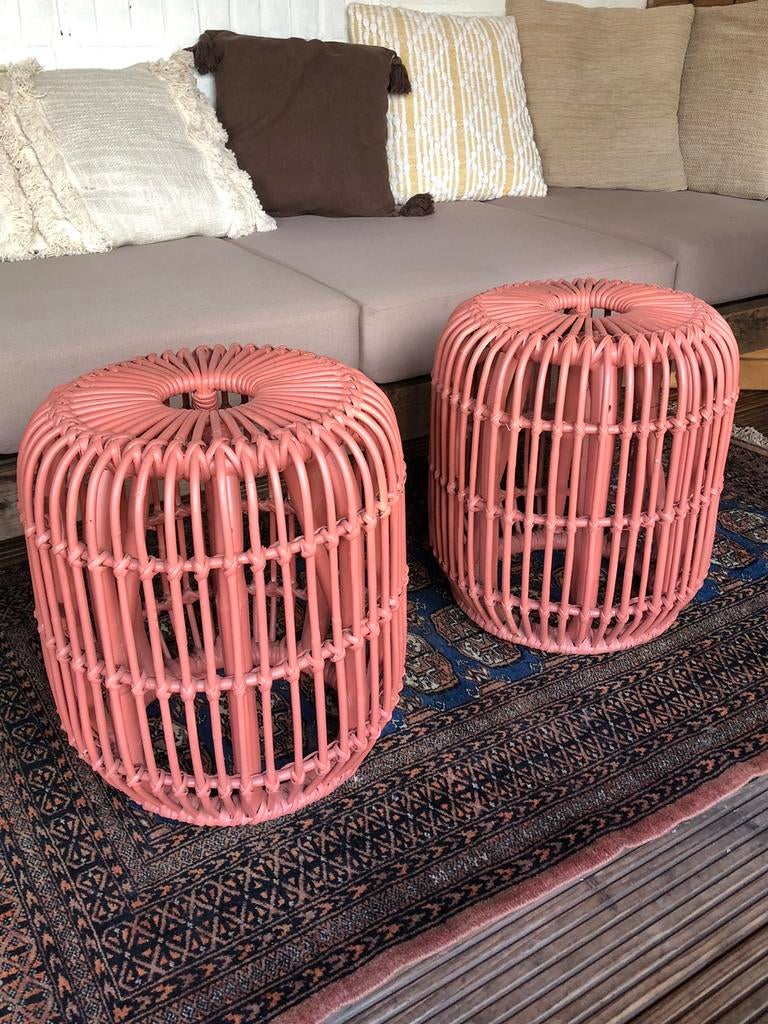 2 rieten krukjes zeer stevig, Ophalen, Zo goed als nieuw, Hout