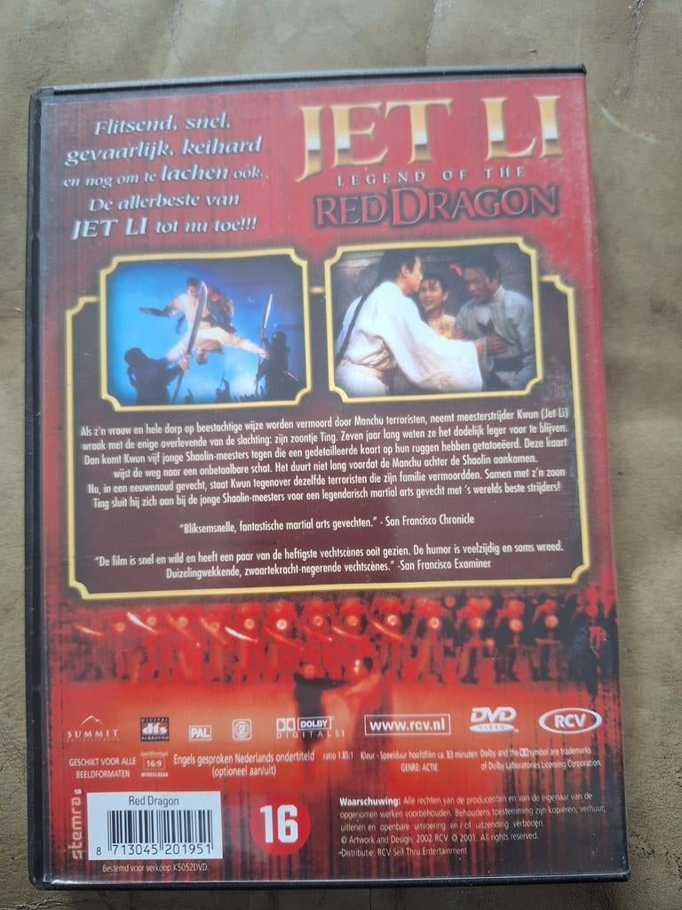 Dvd jet li, legend of the red dragon, Vanaf 16 jaar, Ophalen of Verzenden, Zo goed als nieuw, Actie