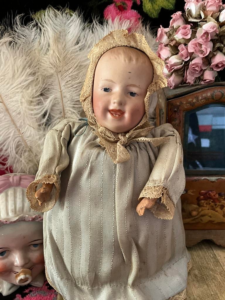 Antieke karakter pop van Heubach tevens een automaat ca 1900, Ophalen of Verzenden