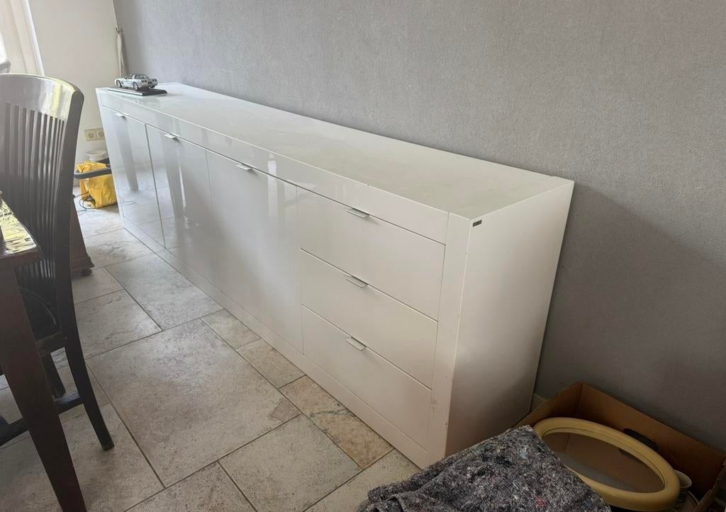 Goossens Dressoir Wit Hoogglans, Ophalen, Overige materialen, Zo goed als nieuw, 200 cm of meer