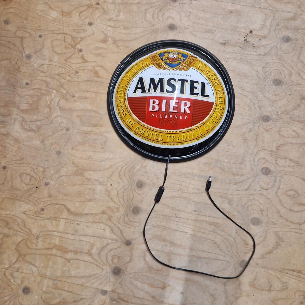 Amstel Bier Wandlamp - Vintage Lichtreclame, Ophalen of Verzenden, Gebruikt, Metaal, Vintage, Industrieel, Café