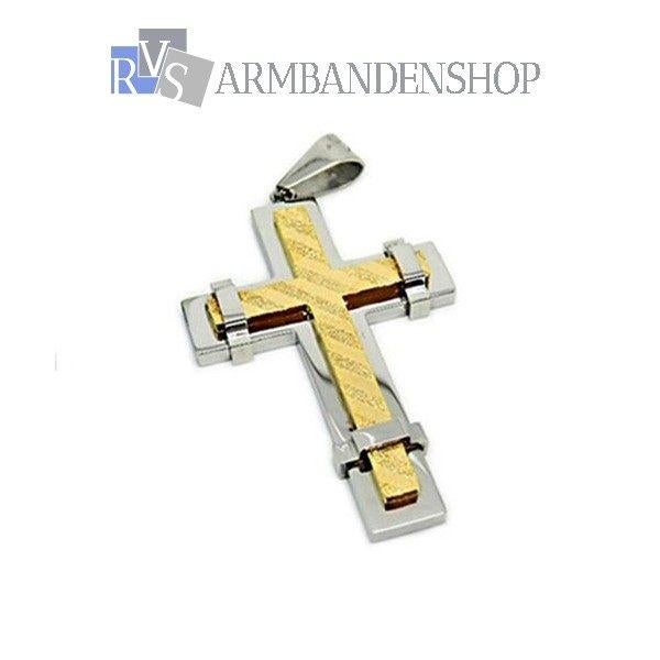 rvs gouden kruisje van edelstaal incl ketting kruishanger, Overige materialen, Nieuw, Ophalen of Verzenden, Kruis of Symbool