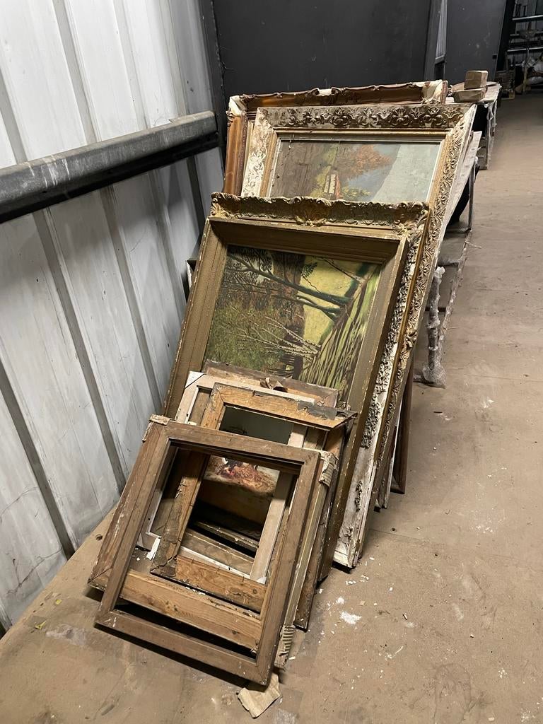 Partij oude schilderijlijsten en schilderijen, Antiek en Kunst, Ophalen