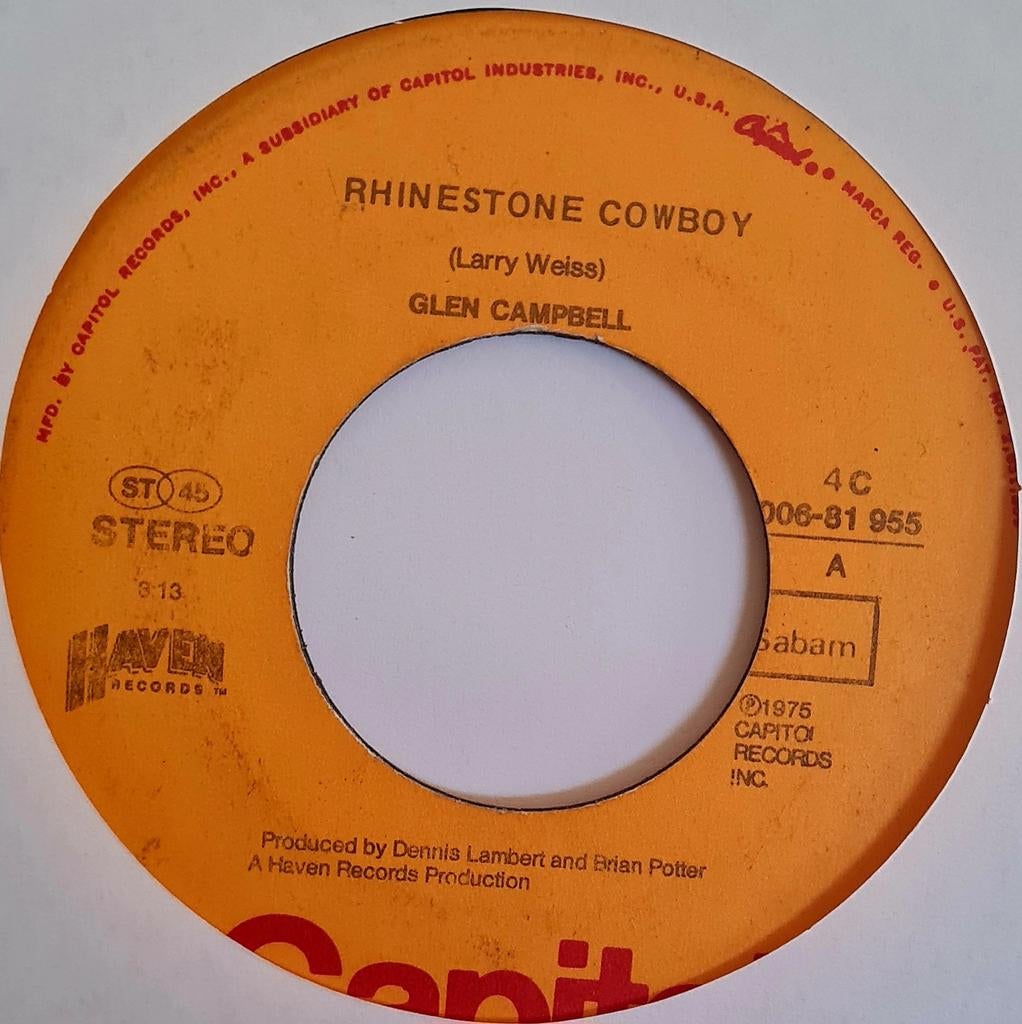 GLEN CAMPBELL - RHINESTONE COWBOY, Cd's en Dvd's, Vinyl Singles, Ophalen of Verzenden, Gebruikt