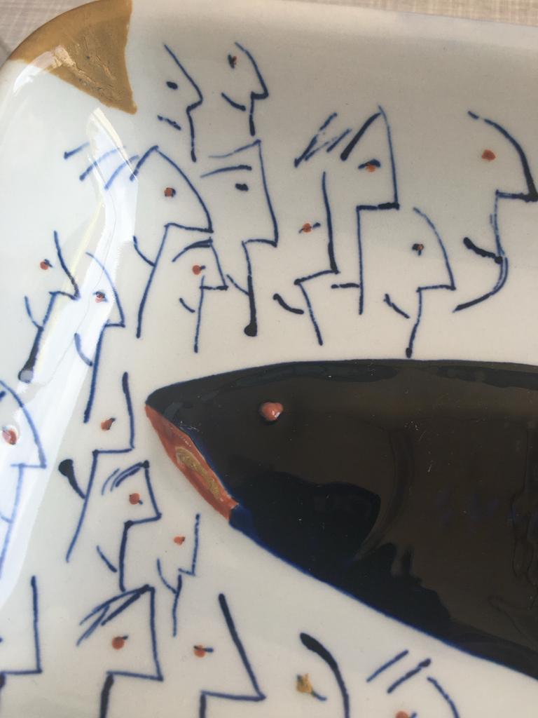 Handbeschilderde Haringschaal - Uniek Design, Verzenden, Gebruikt, Overige stijlen, Schaal of Schalen