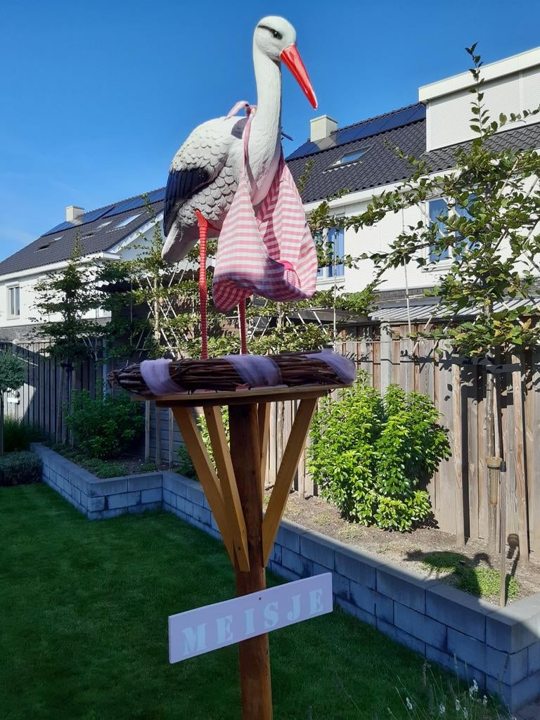 Geboorte ooievaarsnest / ooievaar op nest, Kinderen en Baby's, Ophalen, Gebruikt, Geboortebord