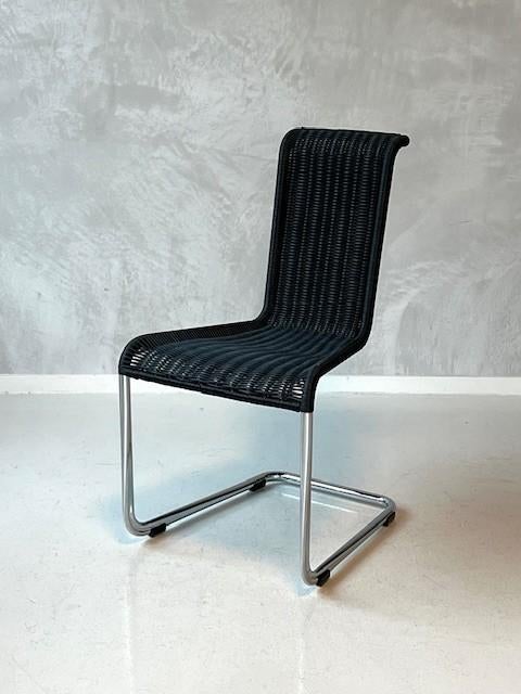 Tecta B20 eetkamerstoel vintage eettafelstoel sledestoel, Huis en Inrichting, Stoelen, Gebruikt, Zwart, Vintage, Ophalen of Verzenden