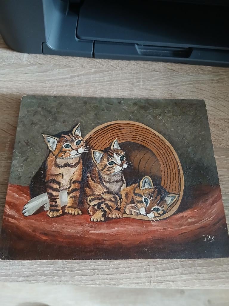 Schilderijtje met poezen, Ophalen of Verzenden