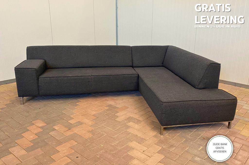 Montel donkergrijze loungebank | Gratis levering, 250 tot 300 cm, Hoekbank, Ophalen of Verzenden, Zo goed als nieuw