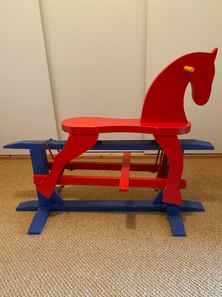 Massief houten hobbelpaard, Ophalen, Zo goed als nieuw