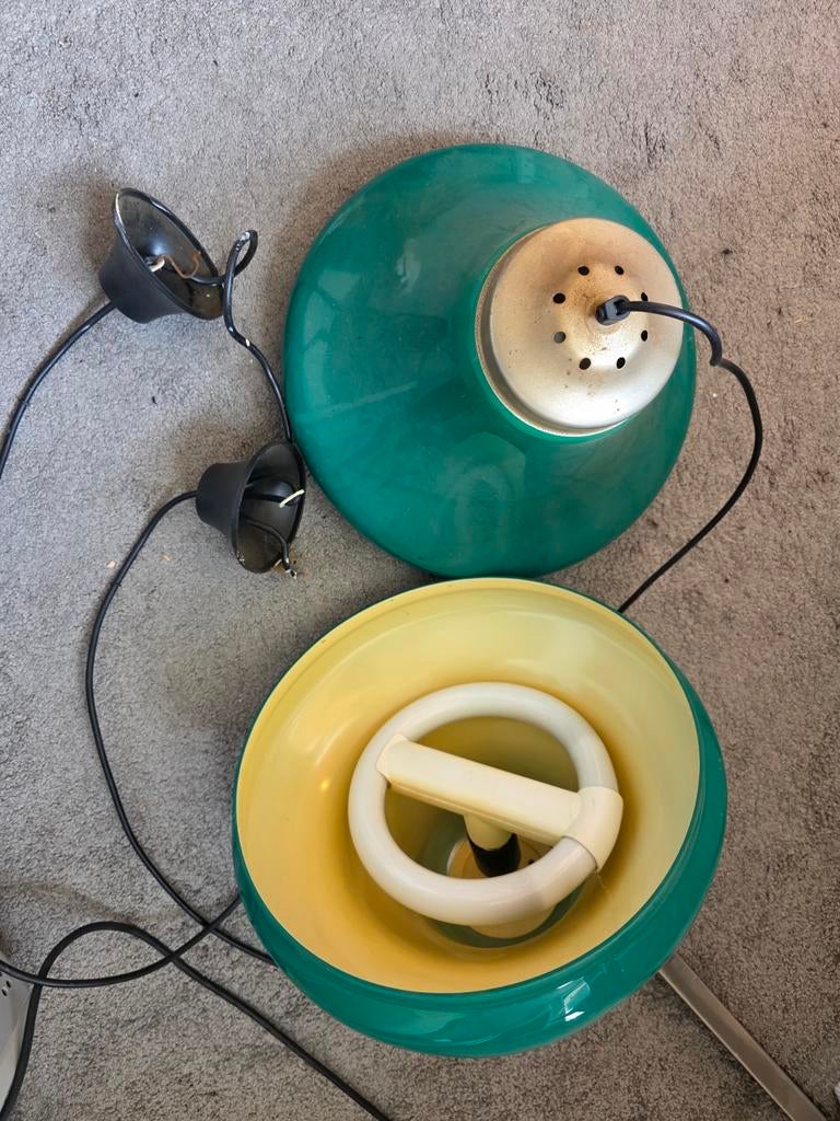 Mooie vintage biljartlampen set, Gebruikt, Vintage, Ophalen of Verzenden, Minder dan 50 cm