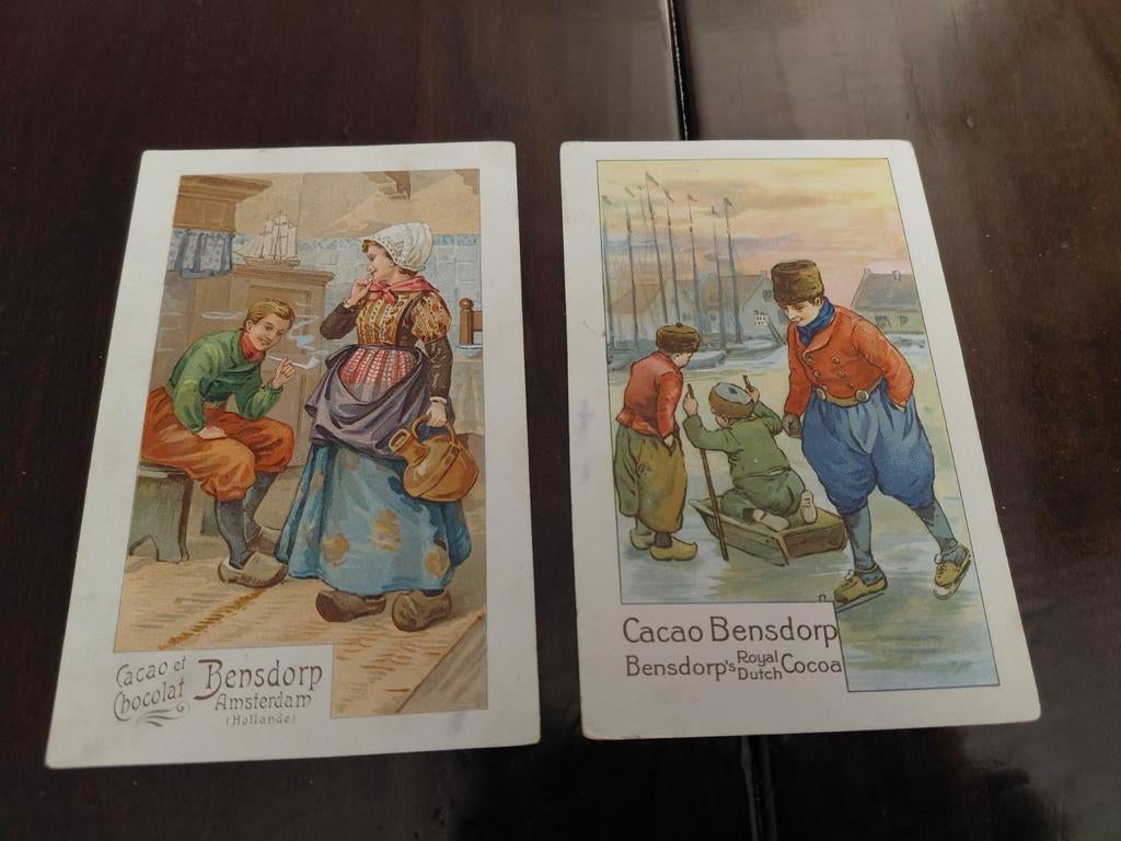 2x Reclamekaarten  CACAO BENSDORP, Ophalen of Verzenden, 1920 tot 1940, Overige thema's