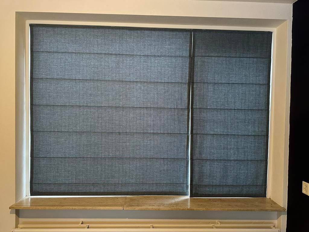 Mooie vouwgordijnen met voering, Ophalen, Blauw, 100 tot 150 cm, 50 tot 100 cm