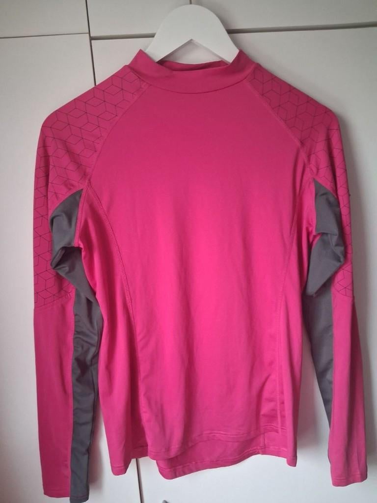 paardrijshirt poloshirt lange mouwen M QHP donkerroze, Ophalen of Verzenden, Gebruikt, Overige soorten, Bovenkleding