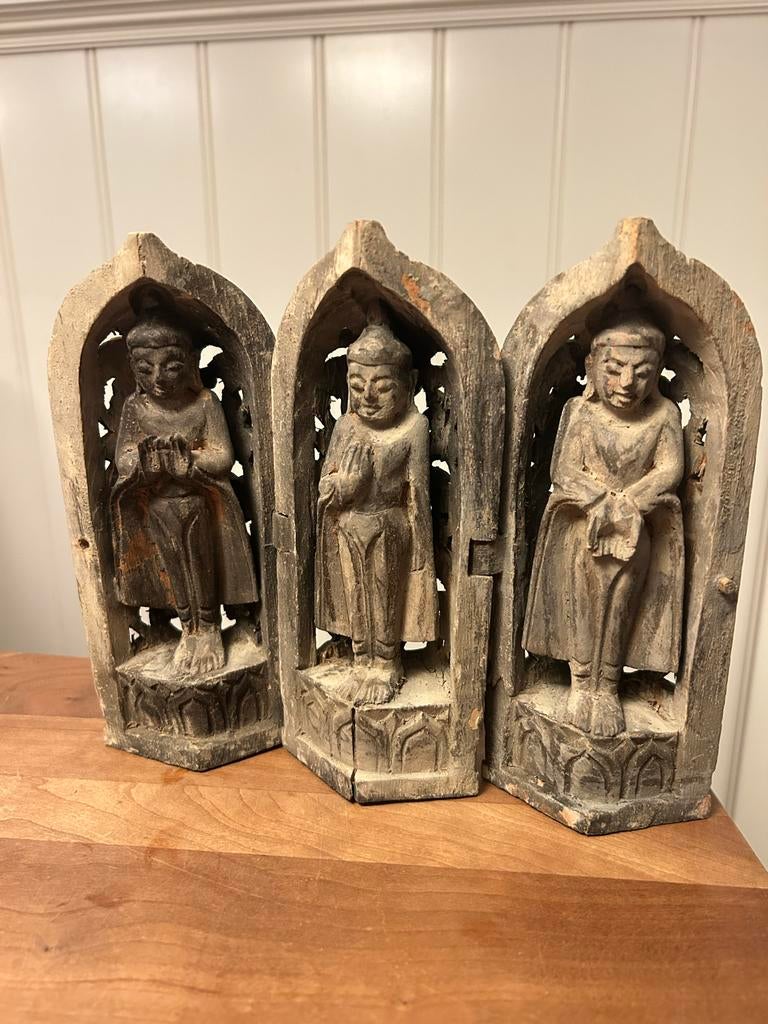 3 Luik Boeda houtsnijwerken, Ophalen of Verzenden