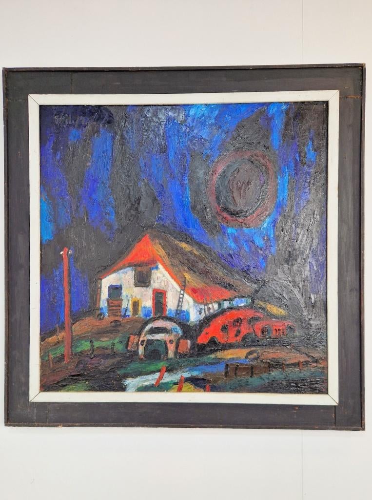 XL modern schilderij Theo van der Horst olieverf doek  ‘74, Ophalen