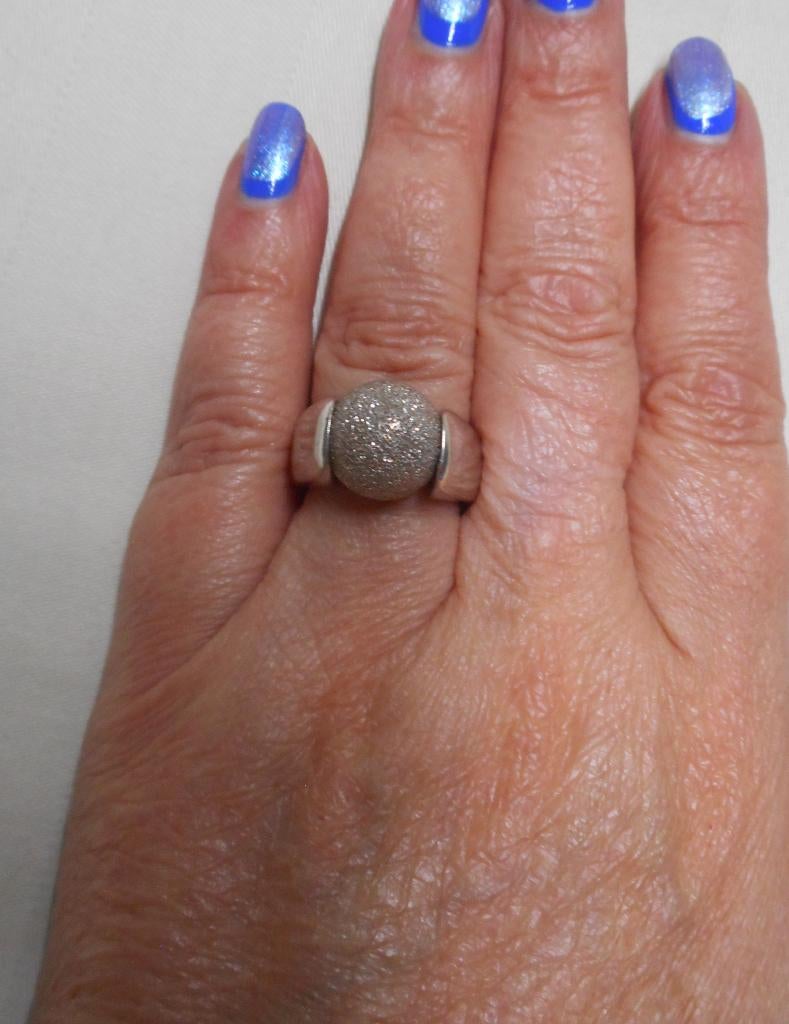 Zilveren melano ring met wisselbol nr.1308, Gebruikt, Verzenden, Kleiner dan 17, Dame