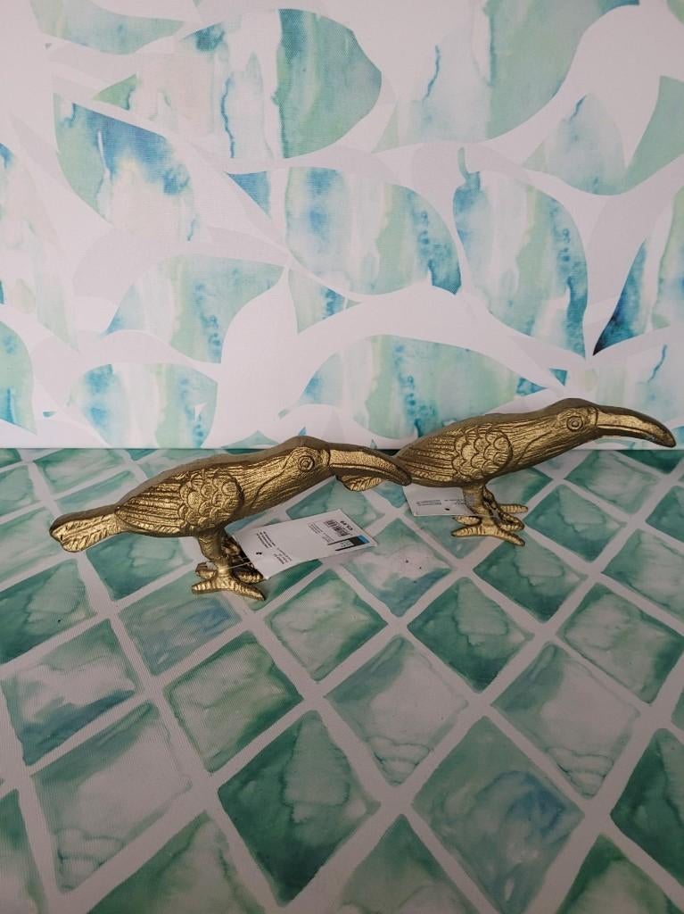 Gouden Beeld van een Toekan 20 x 4 x 7,5 cm,, Verzamelen, Beelden en Beeldjes, Ophalen of Verzenden, Nieuw, Dier