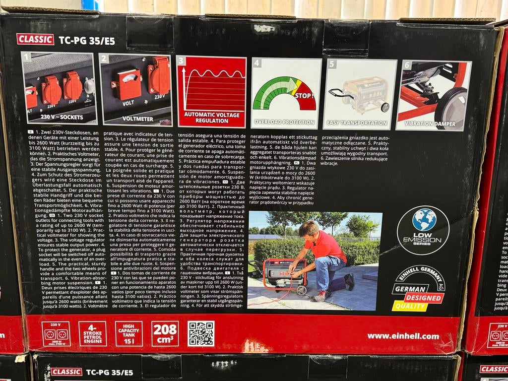 Einhell TC-PG 35/E5 Generator - Nieuw!, Doe-het-zelf en Verbouw, Elektrisch startend, Benzine, Nieuw, Ophalen of Verzenden