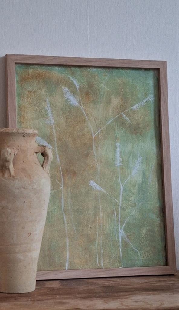 Handgemaakt schilderij - Wilde bloemen stoer sober landelijk, Ophalen of Verzenden