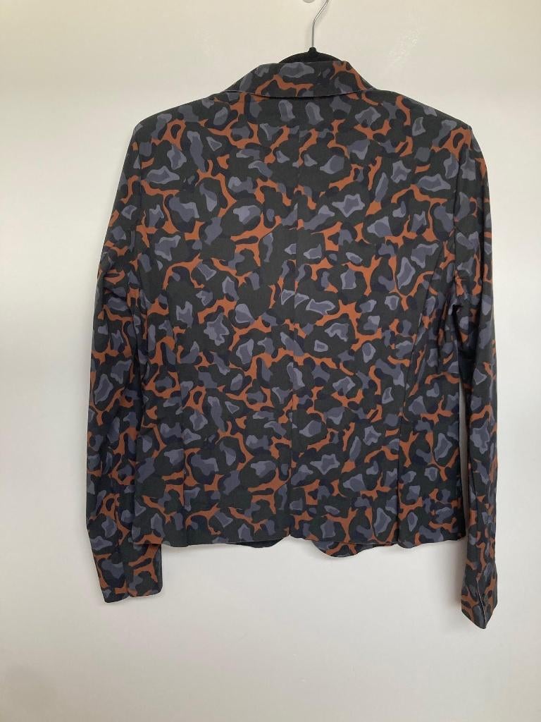Japan TKY roest panterprint blazer travelstof maat 38, Maat 38/40 (M), Bruin, Japan TKY, Leidsevaartweg 1, 2106NA Heemstede