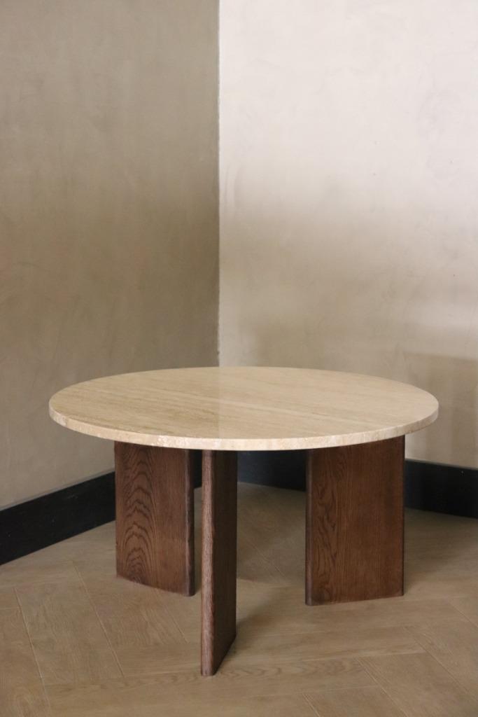 Marmeren salontafels - eiken poten | Diverse Kleuren & Maten, 50 tot 100 cm, Rond, Nieuw, Overige materialen