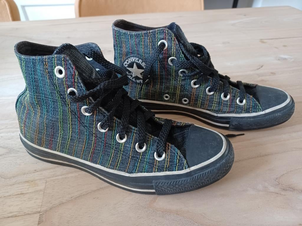 Grijze Allstar Converse met gekleurde streepjes - Maat 38, Kleding | Dames, Schoenen, Ophalen of Verzenden