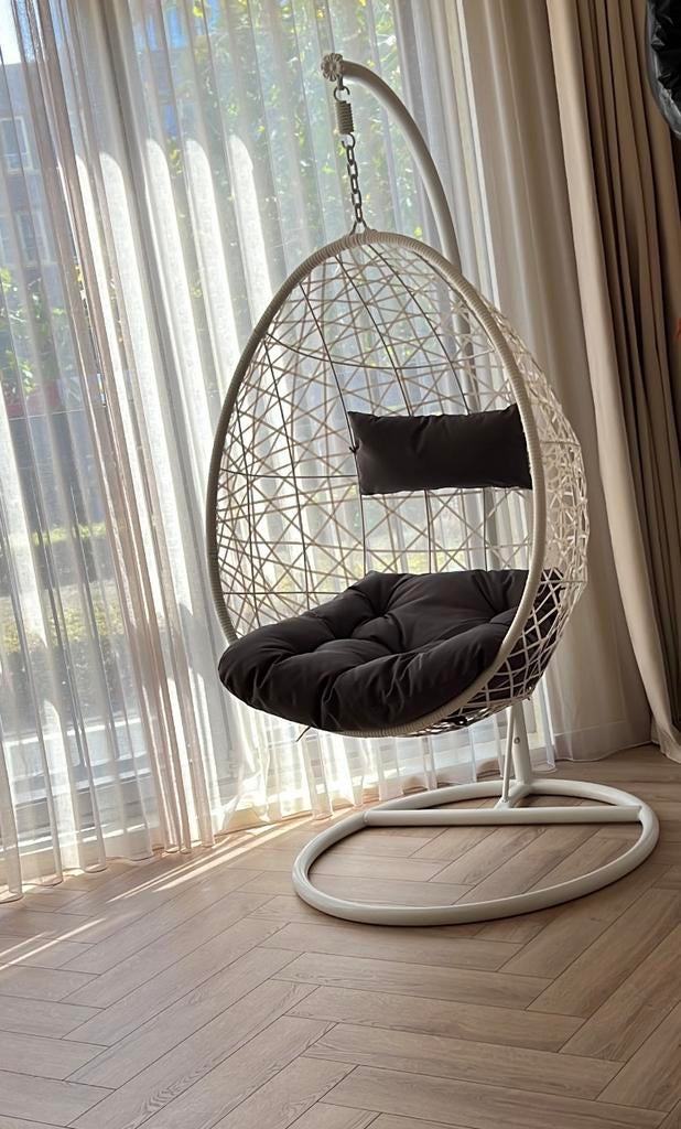 Hangstoel swing met standaard - wit - ø104x200 cm, Ophalen, Wit, Zo goed als nieuw, Metaal