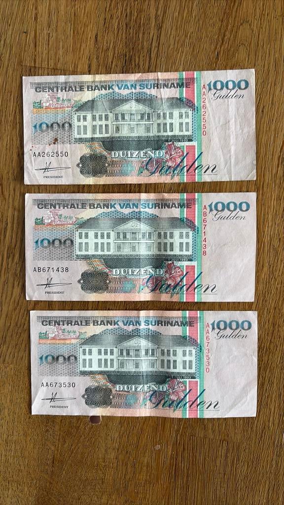 1000 surinaamse gulden biljetten, Ophalen of Verzenden, Zuid-Amerika
