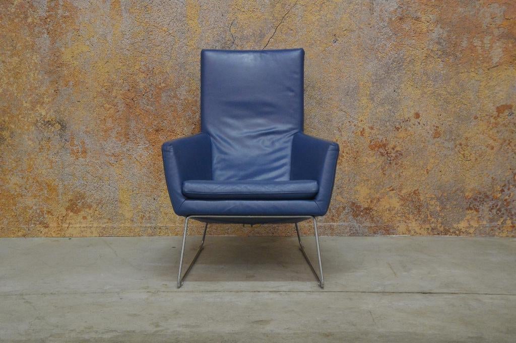 ZGANieuw! blauwe leren Label Don design fauteuils, Label Don, Label Don, Label Don, 75 tot 100 cm